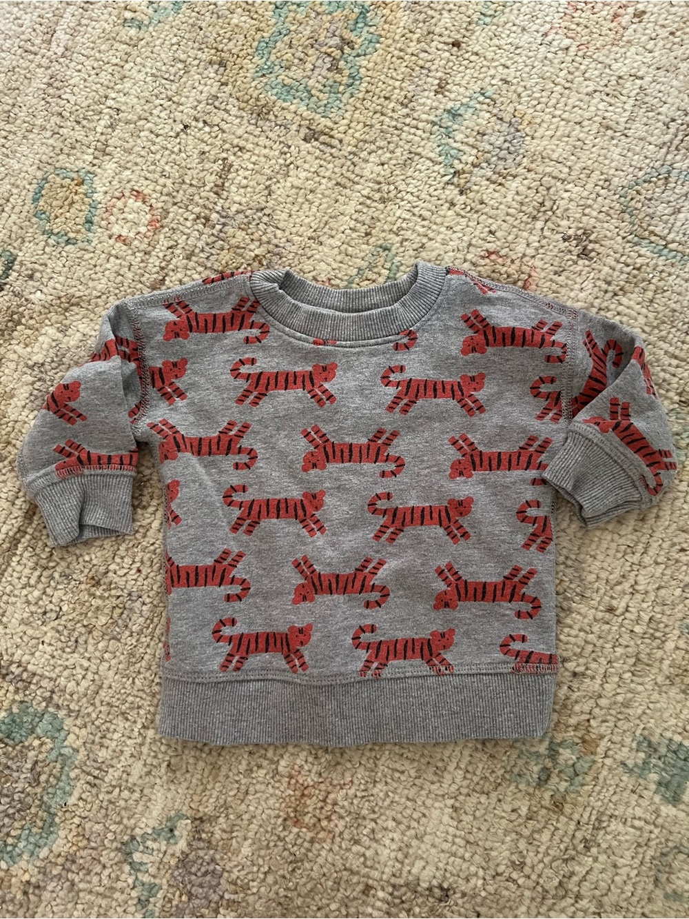 Hanna Andersson Tiger Print French Terry Sweatshirt | 6–12 Months | Gray